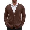 image:imageCOOFANDY Mens Cardigan Sweater Long Sleeve Lightweight Casual V Neck Button Down Knitted Sweater with PocketsBrown