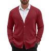 image:imageCOOFANDY Mens Cardigan Sweater Long Sleeve Lightweight Casual V Neck Button Down Knitted Sweater with PocketsWine Red