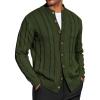 image:imageCOOFANDY Mens Cardigan Sweater Slim Fit Stand Collar Cardigan Casual Cable Knitted Button Down Sweater with PocketsArmy Green