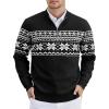 image:imageCOOFANDY Mens Quarter Zip Pullover Slim Fit Lightweight Knit Pullover Sweaters Casual Polo SweaterChristmas Black  White
