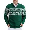 image:imageCOOFANDY Mens Quarter Zip Pullover Slim Fit Lightweight Knit Pullover Sweaters Casual Polo SweaterChristmas Green  White