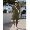 image:imageCOOFANDY Men Short Sets 2 Piece Outfits Casual Quarter Zip Polo Shorts Sets Textured Summer Outfits Fashion Tracksuit GolfArmy Green