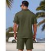image:imageCOOFANDY Men Short Sets 2 Piece Outfits Casual Quarter Zip Polo Shorts Sets Textured Summer Outfits Fashion Tracksuit GolfArmy Green