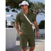 image:imageCOOFANDY Men Short Sets 2 Piece Outfits Casual Quarter Zip Polo Shorts Sets Textured Summer Outfits Fashion Tracksuit GolfArmy Green