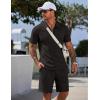 image:imageCOOFANDY Men Short Sets 2 Piece Outfits Casual Quarter Zip Polo Shorts Sets Textured Summer Outfits Fashion Tracksuit GolfBlack