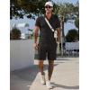 image:imageCOOFANDY Men Short Sets 2 Piece Outfits Casual Quarter Zip Polo Shorts Sets Textured Summer Outfits Fashion Tracksuit GolfBlack
