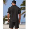 image:imageCOOFANDY Men Short Sets 2 Piece Outfits Casual Quarter Zip Polo Shorts Sets Textured Summer Outfits Fashion Tracksuit GolfBlack