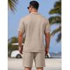 image:imageCOOFANDY Men Short Sets 2 Piece Outfits Casual Quarter Zip Polo Shorts Sets Textured Summer Outfits Fashion Tracksuit GolfMoon Gray