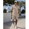 image:imageCOOFANDY Men Short Sets 2 Piece Outfits Casual Quarter Zip Polo Shorts Sets Textured Summer Outfits Fashion Tracksuit GolfMoon Gray