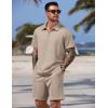 image:imageCOOFANDY Men Short Sets 2 Piece Outfits Casual Quarter Zip Polo Shorts Sets Textured Summer Outfits Fashion Tracksuit GolfMoon Gray