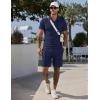 image:imageCOOFANDY Men Short Sets 2 Piece Outfits Casual Quarter Zip Polo Shorts Sets Textured Summer Outfits Fashion Tracksuit GolfNavy Blue