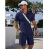 image:imageCOOFANDY Men Short Sets 2 Piece Outfits Casual Quarter Zip Polo Shorts Sets Textured Summer Outfits Fashion Tracksuit GolfNavy Blue