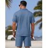image:imageCOOFANDY Men Short Sets 2 Piece Outfits Casual Quarter Zip Polo Shorts Sets Textured Summer Outfits Fashion Tracksuit GolfSlate Blue