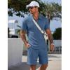 image:imageCOOFANDY Men Short Sets 2 Piece Outfits Casual Quarter Zip Polo Shorts Sets Textured Summer Outfits Fashion Tracksuit GolfSlate Blue
