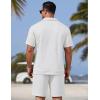 image:imageCOOFANDY Men Short Sets 2 Piece Outfits Casual Quarter Zip Polo Shorts Sets Textured Summer Outfits Fashion Tracksuit GolfWhite