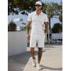 image:imageCOOFANDY Men Short Sets 2 Piece Outfits Casual Quarter Zip Polo Shorts Sets Textured Summer Outfits Fashion Tracksuit GolfWhite