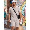 image:imageCOOFANDY Mens Cotton Waffle 2 Piece Outfits Casual Short Sleeve Shirts and Shorts Set Summer Jogging Tracksuit Lounge SetsBeige