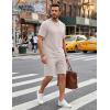 image:imageCOOFANDY Mens Cotton Waffle 2 Piece Outfits Casual Short Sleeve Shirts and Shorts Set Summer Jogging Tracksuit Lounge SetsBeige