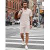 image:imageCOOFANDY Mens Cotton Waffle 2 Piece Outfits Casual Short Sleeve Shirts and Shorts Set Summer Jogging Tracksuit Lounge SetsBeige