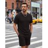 image:imageCOOFANDY Mens Cotton Waffle 2 Piece Outfits Casual Short Sleeve Shirts and Shorts Set Summer Jogging Tracksuit Lounge SetsBlack