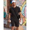 image:imageCOOFANDY Mens Cotton Waffle 2 Piece Outfits Casual Short Sleeve Shirts and Shorts Set Summer Jogging Tracksuit Lounge SetsBlack