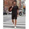 image:imageCOOFANDY Mens Cotton Waffle 2 Piece Outfits Casual Short Sleeve Shirts and Shorts Set Summer Jogging Tracksuit Lounge SetsBlack