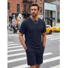 image:imageCOOFANDY Mens Cotton Waffle 2 Piece Outfits Casual Short Sleeve Shirts and Shorts Set Summer Jogging Tracksuit Lounge SetsBlue Purple