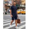image:imageCOOFANDY Mens Cotton Waffle 2 Piece Outfits Casual Short Sleeve Shirts and Shorts Set Summer Jogging Tracksuit Lounge SetsBlue Purple
