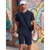 image:imageCOOFANDY Mens Cotton Waffle 2 Piece Outfits Casual Short Sleeve Shirts and Shorts Set Summer Jogging Tracksuit Lounge SetsBlue Purple