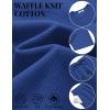 image:imageCOOFANDY Mens Cotton Waffle 2 Piece Outfits Casual Short Sleeve Shirts and Shorts Set Summer Jogging Tracksuit Lounge SetsDark Blue