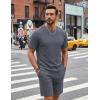 image:imageCOOFANDY Mens Cotton Waffle 2 Piece Outfits Casual Short Sleeve Shirts and Shorts Set Summer Jogging Tracksuit Lounge SetsDark Gray