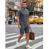 image:imageCOOFANDY Mens Cotton Waffle 2 Piece Outfits Casual Short Sleeve Shirts and Shorts Set Summer Jogging Tracksuit Lounge SetsDark Gray