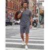 image:imageCOOFANDY Mens Cotton Waffle 2 Piece Outfits Casual Short Sleeve Shirts and Shorts Set Summer Jogging Tracksuit Lounge SetsDark Gray