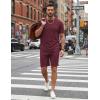image:imageCOOFANDY Mens Cotton Waffle 2 Piece Outfits Casual Short Sleeve Shirts and Shorts Set Summer Jogging Tracksuit Lounge SetsDark Red