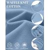 image:imageCOOFANDY Mens Cotton Waffle 2 Piece Outfits Casual Short Sleeve Shirts and Shorts Set Summer Jogging Tracksuit Lounge SetsLight Blue