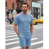 image:imageCOOFANDY Mens Cotton Waffle 2 Piece Outfits Casual Short Sleeve Shirts and Shorts Set Summer Jogging Tracksuit Lounge SetsLight Blue