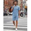 image:imageCOOFANDY Mens Cotton Waffle 2 Piece Outfits Casual Short Sleeve Shirts and Shorts Set Summer Jogging Tracksuit Lounge SetsLight Blue