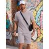 image:imageCOOFANDY Mens Cotton Waffle 2 Piece Outfits Casual Short Sleeve Shirts and Shorts Set Summer Jogging Tracksuit Lounge SetsLight Gray