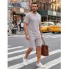 image:imageCOOFANDY Mens Cotton Waffle 2 Piece Outfits Casual Short Sleeve Shirts and Shorts Set Summer Jogging Tracksuit Lounge SetsLight Gray