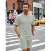 image:imageCOOFANDY Mens Cotton Waffle 2 Piece Outfits Casual Short Sleeve Shirts and Shorts Set Summer Jogging Tracksuit Lounge SetsLight Green