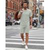 image:imageCOOFANDY Mens Cotton Waffle 2 Piece Outfits Casual Short Sleeve Shirts and Shorts Set Summer Jogging Tracksuit Lounge SetsLight Green