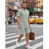 image:imageCOOFANDY Mens Cotton Waffle 2 Piece Outfits Casual Short Sleeve Shirts and Shorts Set Summer Jogging Tracksuit Lounge SetsLight Green