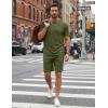 image:imageCOOFANDY Mens Cotton Waffle 2 Piece Outfits Casual Short Sleeve Shirts and Shorts Set Summer Jogging Tracksuit Lounge SetsMilitary Green