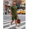 image:imageCOOFANDY Mens Cotton Waffle 2 Piece Outfits Casual Short Sleeve Shirts and Shorts Set Summer Jogging Tracksuit Lounge SetsMilitary Green