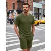 image:imageCOOFANDY Mens Cotton Waffle 2 Piece Outfits Casual Short Sleeve Shirts and Shorts Set Summer Jogging Tracksuit Lounge SetsMilitary Green