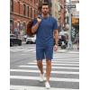 image:imageCOOFANDY Mens Cotton Waffle 2 Piece Outfits Casual Short Sleeve Shirts and Shorts Set Summer Jogging Tracksuit Lounge SetsNavy Blue