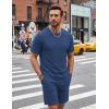 image:imageCOOFANDY Mens Cotton Waffle 2 Piece Outfits Casual Short Sleeve Shirts and Shorts Set Summer Jogging Tracksuit Lounge SetsNavy Blue