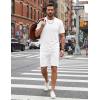 image:imageCOOFANDY Mens Cotton Waffle 2 Piece Outfits Casual Short Sleeve Shirts and Shorts Set Summer Jogging Tracksuit Lounge SetsWhite