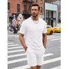 image:imageCOOFANDY Mens Cotton Waffle 2 Piece Outfits Casual Short Sleeve Shirts and Shorts Set Summer Jogging Tracksuit Lounge SetsWhite