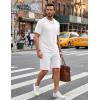 image:imageCOOFANDY Mens Cotton Waffle 2 Piece Outfits Casual Short Sleeve Shirts and Shorts Set Summer Jogging Tracksuit Lounge SetsWhite